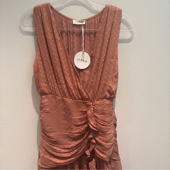 NWT- Storia Coral Polka Dot Dress Womens Size Small - Picture 4 of 9